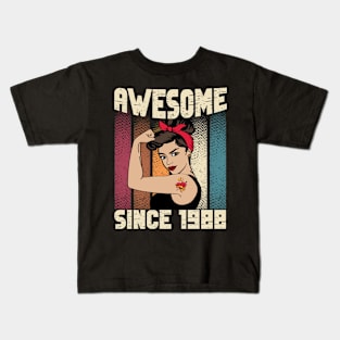Awesome since 1988,34th Birthday Gift women 34 years old Birthday Kids T-Shirt